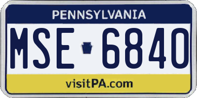 PA license plate MSE6840