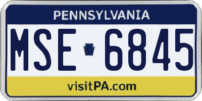 PA license plate MSE6845