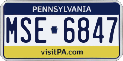 PA license plate MSE6847