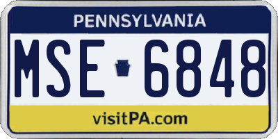 PA license plate MSE6848
