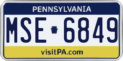 PA license plate MSE6849