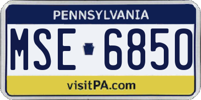 PA license plate MSE6850
