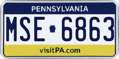 PA license plate MSE6863