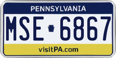PA license plate MSE6867