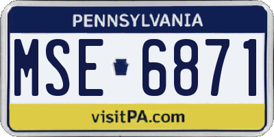 PA license plate MSE6871