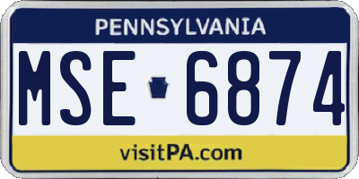 PA license plate MSE6874