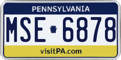 PA license plate MSE6878