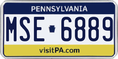 PA license plate MSE6889