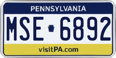 PA license plate MSE6892