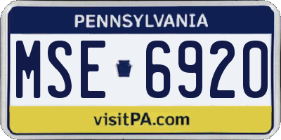 PA license plate MSE6920
