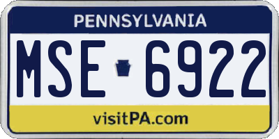 PA license plate MSE6922