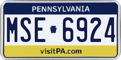 PA license plate MSE6924