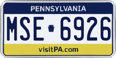 PA license plate MSE6926