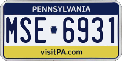 PA license plate MSE6931