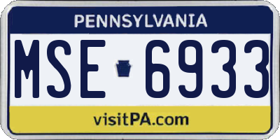 PA license plate MSE6933