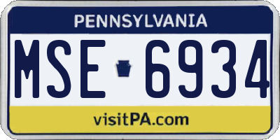 PA license plate MSE6934