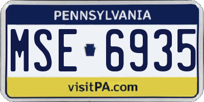 PA license plate MSE6935