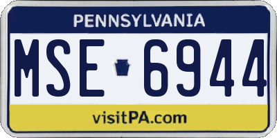 PA license plate MSE6944