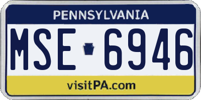 PA license plate MSE6946