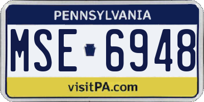 PA license plate MSE6948