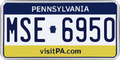 PA license plate MSE6950