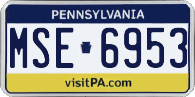 PA license plate MSE6953