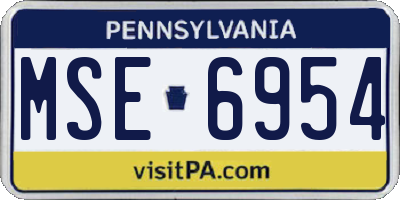 PA license plate MSE6954
