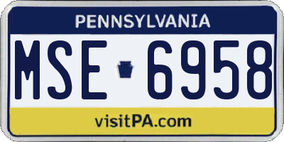 PA license plate MSE6958