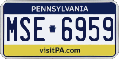 PA license plate MSE6959