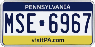 PA license plate MSE6967