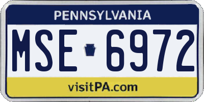 PA license plate MSE6972