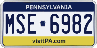 PA license plate MSE6982