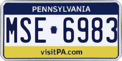 PA license plate MSE6983