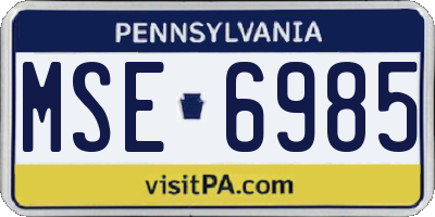 PA license plate MSE6985