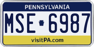PA license plate MSE6987