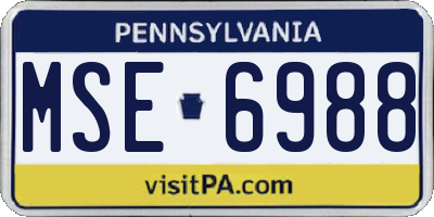 PA license plate MSE6988