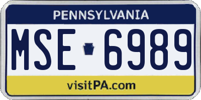 PA license plate MSE6989