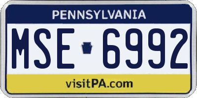 PA license plate MSE6992