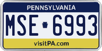 PA license plate MSE6993
