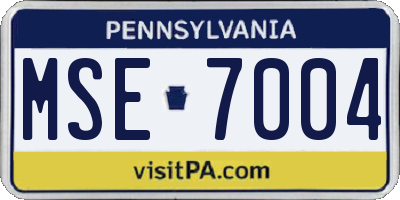PA license plate MSE7004