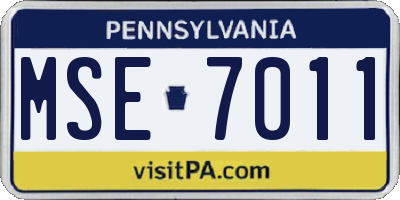 PA license plate MSE7011