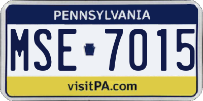 PA license plate MSE7015