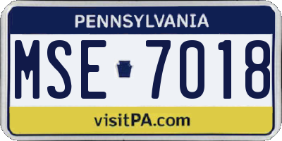 PA license plate MSE7018