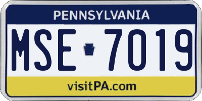PA license plate MSE7019