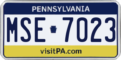 PA license plate MSE7023