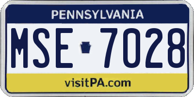 PA license plate MSE7028