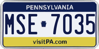 PA license plate MSE7035
