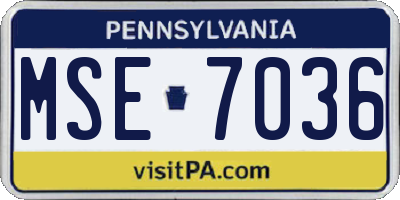 PA license plate MSE7036