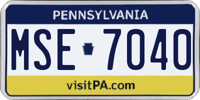 PA license plate MSE7040
