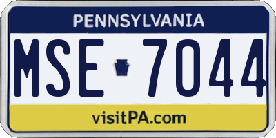 PA license plate MSE7044